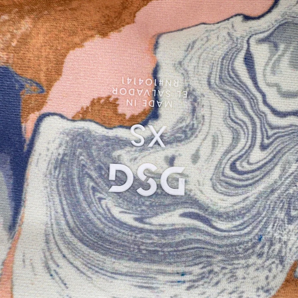 DSG Womens‎ High Waisted Marble Swirl Print 7/8 Leggings Blue Peach XS